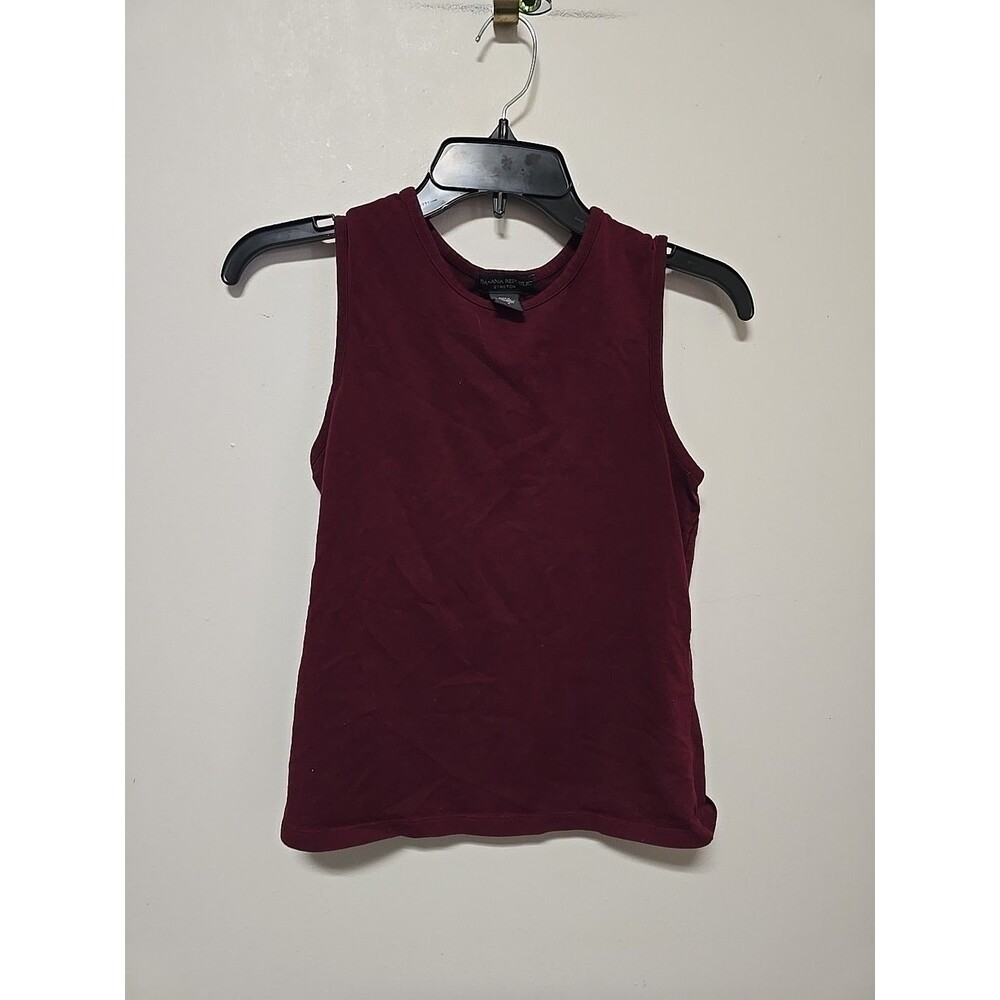 Banana Republic Tank Top Women's Small BURGANDY Round Neck COTTON Sleeveless
